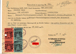 GG: Bescheinigung Fahrt Ohne Kennzeichen, Daimler Benz, Seltene Gebührenmarken - Occupazione 1938 – 45