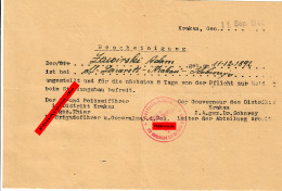 GG: Freistellung Vom Stellungsbau Aus Dem Spezial Lazarett Krakau 09.1944 - Historical Documents