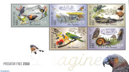 New Zealand 2018 Birds 5v M/s, Mint NH, Nature - Birds - Butterflies - Ducks - Insects - Owls - Reptiles - Ungebraucht