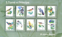 Sao Tome/Principe 2010 Birds And Butterflies 10v M/s, Mint NH, Nature - Birds - Butterflies - Parrots - São Tomé Und Príncipe
