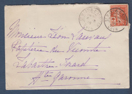 Cher - Enveloppe Avec Semeuse Croix Rouge Oblitéré St Martin D' Auxigny - Lettres & Documents