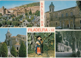 FILADELFIA-CATANZARO-SALUTI DA..-MULTICEDUTE-CARTOLINA  VERA FOTOGRAFIA- VIAGGIATA NEL 1989 - Catanzaro