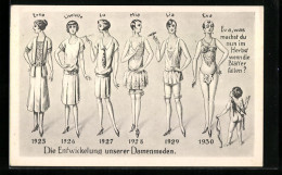 AK Entwicklung Der Damenmode Von 1925 Bis 1930, Amor, Karikatur  - Moda