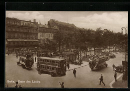 AK Berlin, Unter Den Linden, Strassenpartie Mit Omnibussen  - Mitte