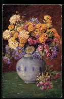 Ölgemälde-Imitations-AK Imita / A.S.-M. Leipzig Nr. 672: Blumen In Einer Vase, Pfingstgruss  - Autres & Non Classés