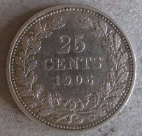 Pays Bas 25 Cents 1906. Wilhelmina I. En Argent. KM# 120 - 25 Cent