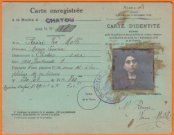 78 CHATOU  Carte D'Identée  Délivrée Pour Une " Veuve Et D'Orphelins De MILITAIRES " Le 16 Juin 1921 Sur Carton 125x160 - Collezioni