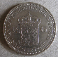 Pays Bas 1/2 Gulden 1921 Wilhelmina, En Argent, KM# 160 - 1/2 Florín Holandés (Gulden)