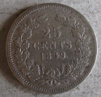Pays Bas 25 Cents 1849. William II. En Argent. KM# 76 - 1849-1890 : Willem III