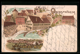 Lithographie Obersontheim, Ortsansicht, Gasthaus U. Bierbrauerei Z. Ochsen V. Friedr. Reinhardt  - Otros & Sin Clasificación