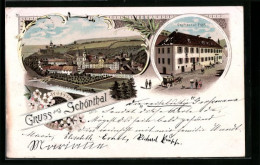 Lithographie Schönthal, Gasthaus Zur Post, Ortsansicht  - Other & Unclassified