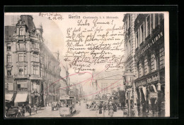 AK Berlin, Charlottenstrasse B. D. Mohrenstrasse Mit Geschäften Und Strassenbahn  - Tranvía