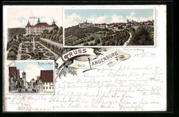 Lithographie Langenburg, Teilansicht, Schloss, Kirche Und Tor  - Other & Unclassified