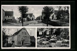 AK Löffelstelzen B. Bad Mergentheim, Gasthaus Zum Hirschen, Gartenwirtschaft, Strassenpartie  - Bad Mergentheim