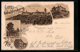 Lithographie Waldenburg, Fürstl. Schloss, Ortsansicht  - Andere & Zonder Classificatie