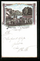 Lithographie Hall I. Württbg., Tanz Der Salzsieder Bei Festlichkeiten  - Autres & Non Classés