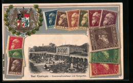 AK Bad Kissingen, Konversationshaus Und Kurgarten, Briefmarken, Wappen  - Sellos (representaciones)