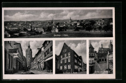 AK Buchen /Odenw., Panorama, Gasthaus Zur Rose, Strassenpartie Mit Stadt-Turm  - Buchen