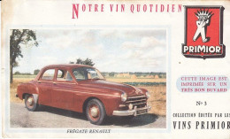 Buvard - Blotter -  VINS PRIMIOR - Voiturer N°3 -  RENAULT FREGATE - Autres & Non Classés