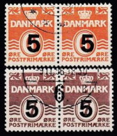 1955. Denmark. Figure 'wave'- Type - Surcharge. Used. Mi. Nr. 358-59 (pairs) - Gebruikt