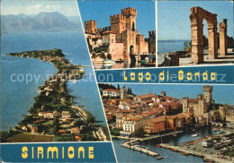 72410863 Sirmione Lago Di Garda Fliegeraufnahme Mit Burg Und Hafen Sirmione Lago - Autres & Non Classés