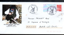 INAUGURATION LE MOULIN A VENT DES VIEUX METIERS DE AZANNES MEUSE 2004 - Commemorative Postmarks