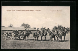 AK Lager Lechfeld, Truppen-Übungsplatz, Bespanntes Geschütz, Soldaten Zu Pferd  - Autres & Non Classés