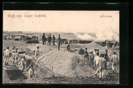 AK Lager Lechfeld, Truppenübungsplatz, Soldaten Beim Batteriebau  - Other & Unclassified