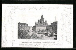 Präge-AK Mainz, Gutenbergs- Und Theaterplatz, Das Gutenbergsdenkmal  - Mainz