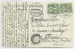 BLANC 1C ANNULATION CIBLE SUR CARTE DE SUISSE HELVETIA GLION 1906 POUR PARIS REEX A BEX - 1900-29 Blanc