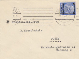 GG: Januar 1940, EF, Portogerecht Aus Warschau Nach Posen - Ocupación 1938 – 45