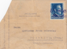 GG:Päckchen Adressteil, Selt.Stempel: Bei Der Feldpost Eingeliefert  Nach Anklam - Feldpost World War II