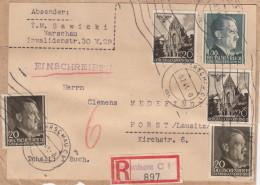GG: Großbrief Ausschnitt Als Einschreiben Portogerecht Warschau Ccc Nach Forst - Bezetting 1938-45