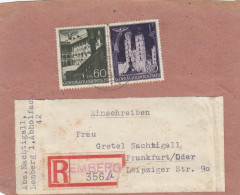 GG: Päckchen Ausschnitt Einschreiben Lemberg Nach Frankfurt, Portogerecht - Besetzungen 1938-45