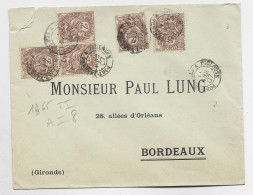 BLANC 2CX5 LETTRE  ALGERIE AMBULANT PORT VENDRES A TOULOUSE 11 AVRIL 1907 AU TARIF - 1900-29 Blanc