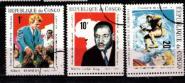 - CONGO - 1970 -YT N° 253A / 253C - Oblitérés - Personnalités - Série Complète - Used Stamps