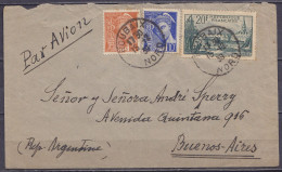 France - Env. Par Avion Affr. N°394+407+409 Càd ROUBAIX /15-12-1939 Pour BUENOS AIRES Argentine - Covers & Documents