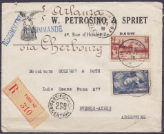 France - Env. Recommandée Par Avion Affr. N°388+391 Càd "PARIS-83/20-7-1938/ R.BLEUE" Pour BUENOS AIRES "via Cherbourg / - Lettres & Documents