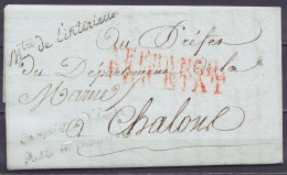 France - L. Datée 18 Germinal An 10 (8 Avril 1802) De PARIS Pour CHALONS Marne - Griffes "Mtre De L'intérieur" & "AFFRAN - 1801-1848: Voorlopers XIX