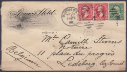 USA - Env. "New Gruener Hotel" Affr. 5c Flam. BUFFALO N.Y./MAY ? 1900 Pour LEDEBERG Belgium (au Dos: Càd Arrivée GAND) - Lettres & Documents