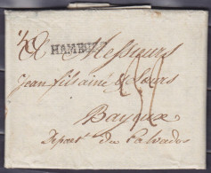 Prusse - L. Datée 29 Septembre 1800 De HAMBOURG Pour BAYEUX Calvados France - Griffe "HAMBURG" & Man. "1/2 Once" - Port  - Prephilately