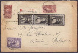 Congo Belge - Env. Recommandée Affr. 2x N°139 + N°173 + 3x N°184 Càd ELISABETHVILLE /22.9.1934 Pour OSTENDE Belgique - Covers & Documents