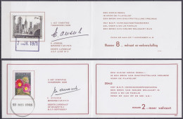 Lot 2 Cartes électorales Signées Ministre Des PTT Edouard ANNSEELE Affr. N°1316 & N°1594 Cachets 1965 & 1971 - Briefe U. Dokumente