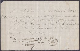 Bordereau D'envoi De Paquets De Tissus Càd Hexagon. "LIEGE (GUILL.) /31 MAI 18?? Pour Baron De Sélys Longchamps Près De  - Documents & Fragments