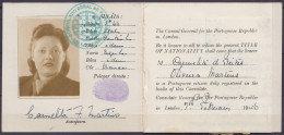 Portugal - Cédula De Inscrição No Consulado Geral De Portugal Em Londres (Carte D'enregistrement Au Consulat Général Du  - Documents Historiques