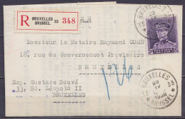 L. Recommandée Affr. N°322 Càd Agence "BRUXELLES 33* /29 IV 1936/ BRUSSEL*" Pour E/V - 1931-1934 Mütze (Képi)