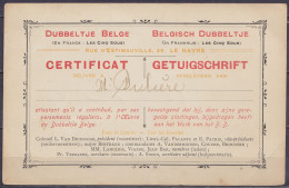 Carte Postale "Dubbeltje Belge" (Les Cinq Sous) - Certificat Délivré à Mr Dulière - Belgisch Leger