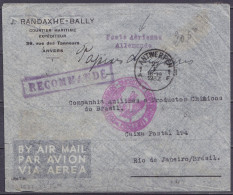 Env. "Courtier Maritime Randaxhe-Bally" Par Avion Affr. PA1 + N°435 Càd ANTWERPEN /27 I 1935 Pour RIO DE JANEIRO Brésil  - Lettres & Documents