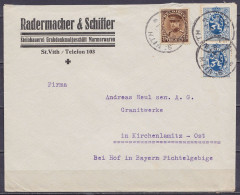 Env. "Radermacher & Schiffer" Affr. 2x N°285 + N°341 Càd ST-VITH /28-9-1934 Pour KIRCHENLAMTIZ-Ost Bayern Allemagne - 1929-1937 Leone Araldico