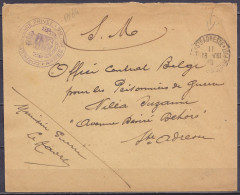 Env. En Franchise S.M. Càd "Ste-ADRESSE /13 VIII 1918/ POSTE BELGE - BELGISCHE POST" Du HAVRE Pour Officier Central Belg - Armada Belga